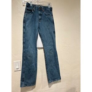Wrangler boys retro Relaxed Straight Blue Denim Jeans  16 Slim Adjustable Waists